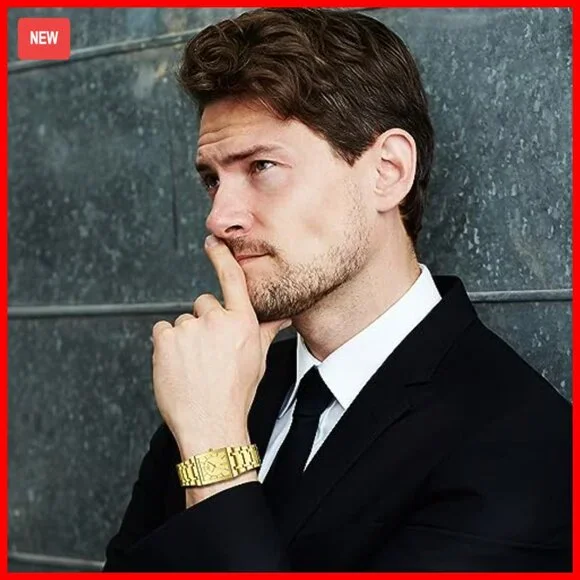 Men's Square Stainless Steel Analog Quartz Watch with Auto Date - Picture 4 of 7